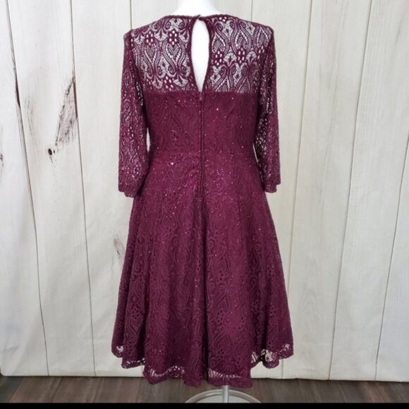 Torrid Formal Dress Sequins Burgundy Lace Gown  | Wedding Guest - Picture 3 of 12